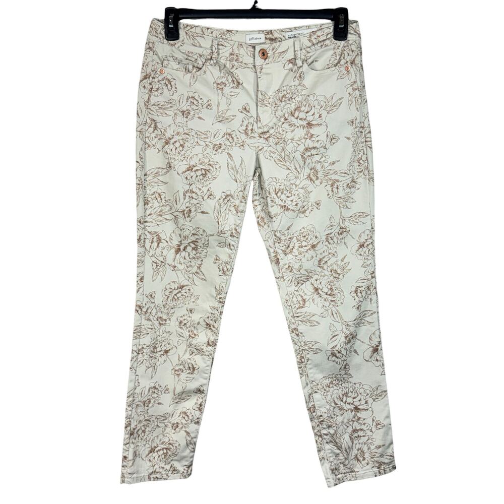 J.Jill Denim SZ 8 Slim Ankle Jeans Floral Authentic Fit Stretch Pockets Zip-Fly